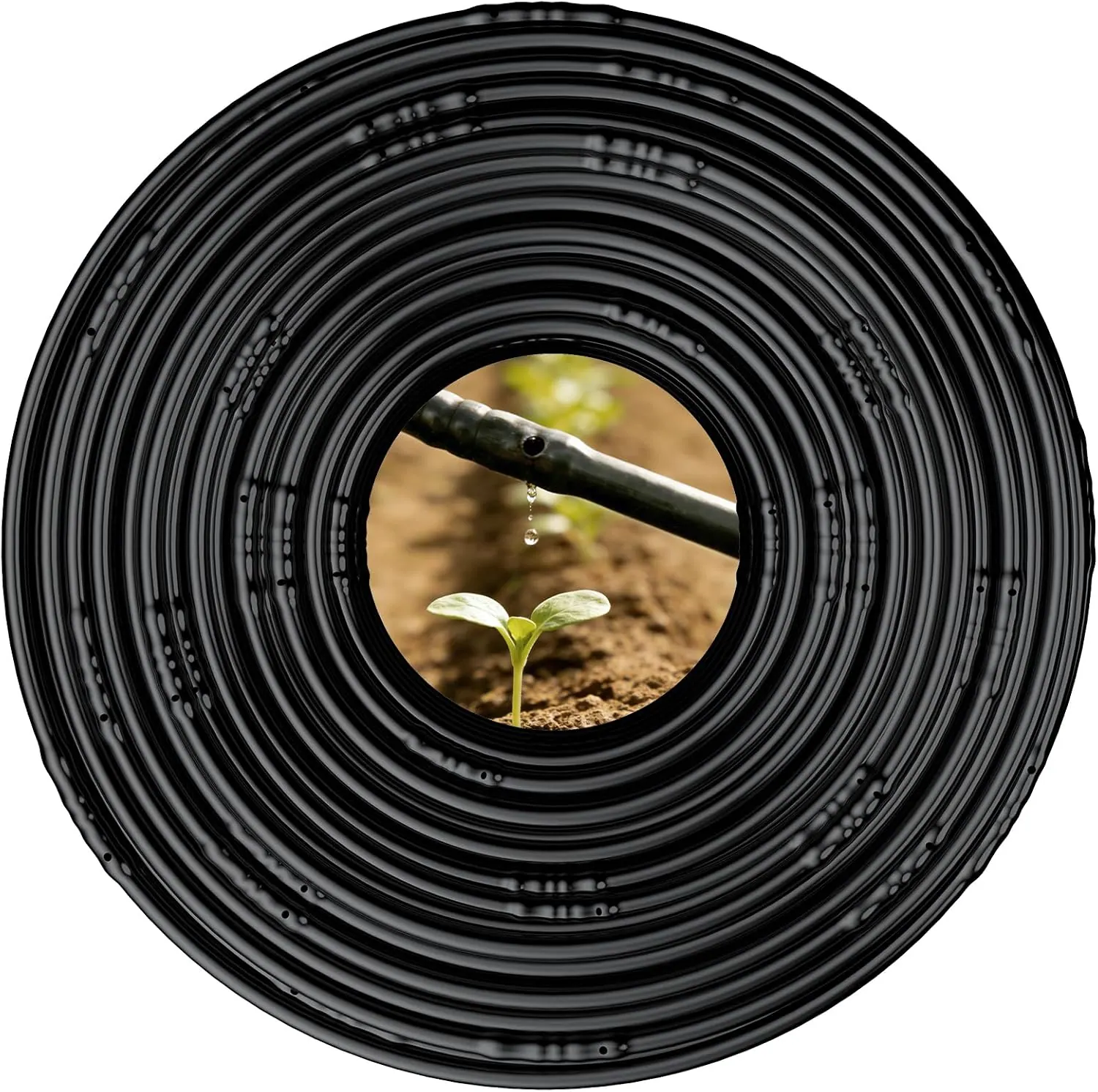 Pawfly 100 ft. 1/4" PE Drip Irrigation Tubing, Black Polyethylene Distribution Line, Quick-Connect Compatible Drip Hose for Small Garden & Potted Plants