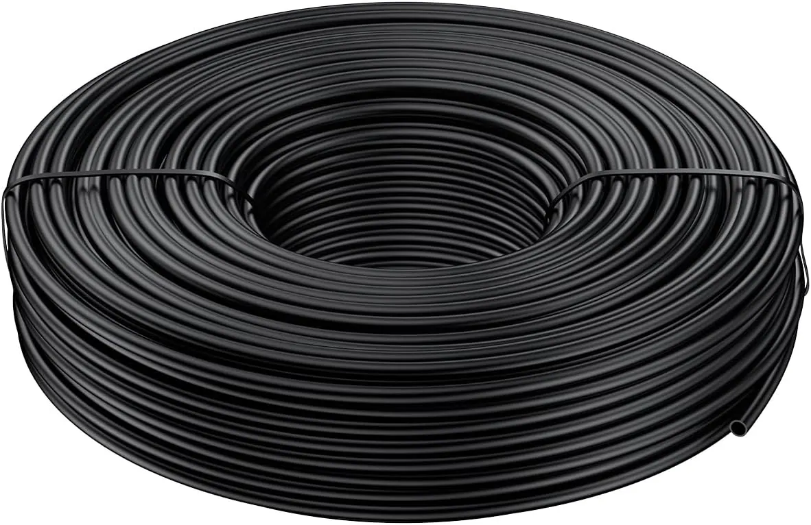 Pawfly 100 ft. 1/4 Drip Irrigation Tubing, Blank Distribution Tubing for Drip Irrigation System, 1/4" Black Polyethylene Drip Line, Drip Irrigation Part Drip Irrigation Hose Roll for Garden Watering