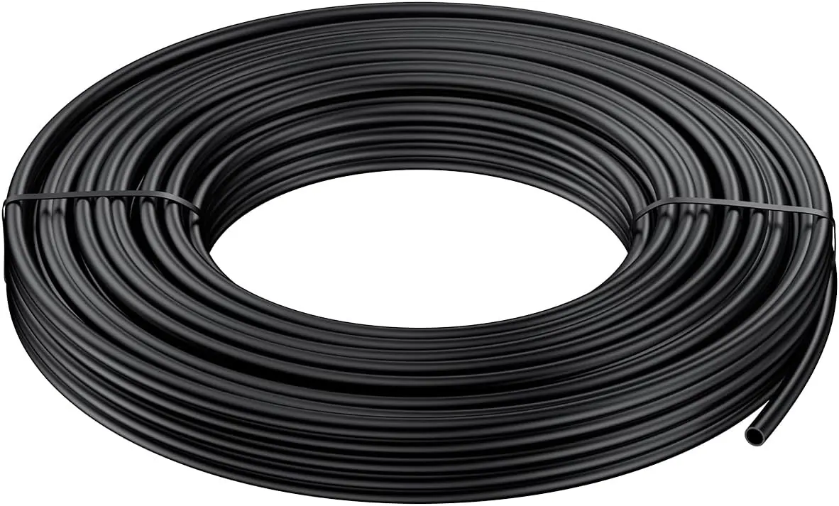 Pawfly 25 ft. 1/4" Drip Irrigation Tubing, Blank PE Distribution Tubing for Drip Irrigation System, Black Polyethylene Drip Line, Drip Irrigation Hose Roll for Garden Watering